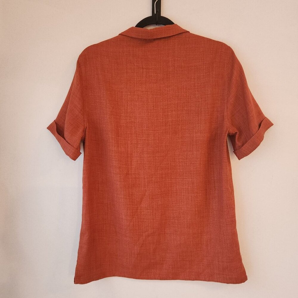 NWOT Zara Orange Popover Tunic Blouse Lagenlook Shirt Relaxed Fit Women's S - Picture 2 of 7